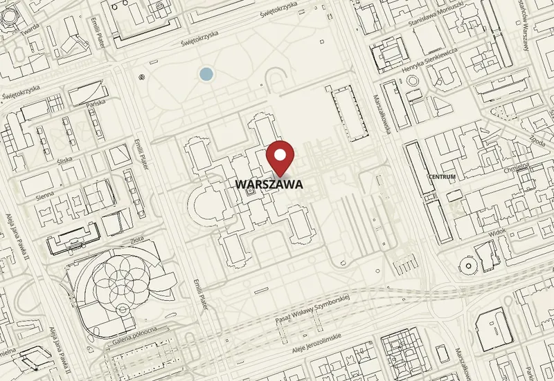 Mapa lokalizacji Pałac Kultury i Nauki w Warszawie